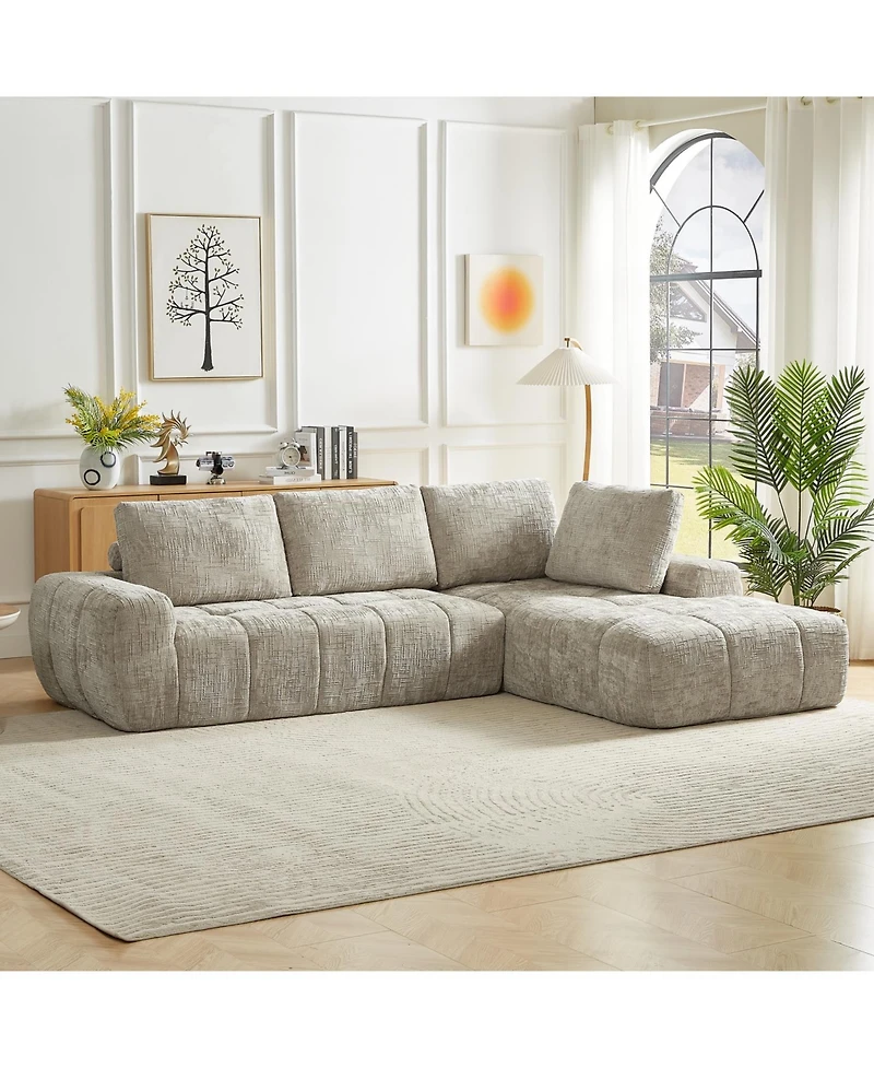 Streamdale Furniture Chenille L-Shape Sectional Sofa, Comfy Sleeper Couch, No Assembly