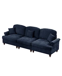 Streamdale Furniture Mid Century Chenille 3-Seater Sofa - Flared Arms, Removable Skirt - Blue