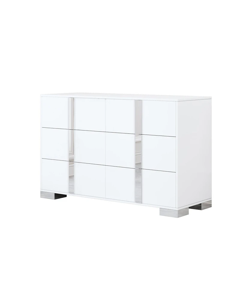 Streamdale Furniture Elegant Modern Mirrored Dresser with 6 Drawers (Old Sku WF319354AAK)