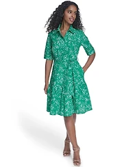 Calvin Klein Women's Short-Sleeve Tiered Shirt Dress
