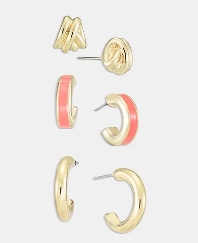 On 34th 3-Pc. Set Knot Stud & Hoop Earrings, Macy's Exclusive