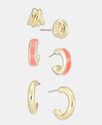 On 34th 3-Pc. Set Knot Stud & Hoop Earrings, Macy's Exclusive