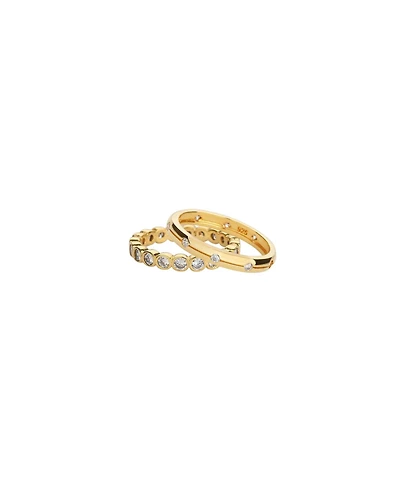 Bearfruit Jewelry 18K Gold Plated Sterling Silver Shining Elegance Ring Duo Set Holiday Gift Idea
