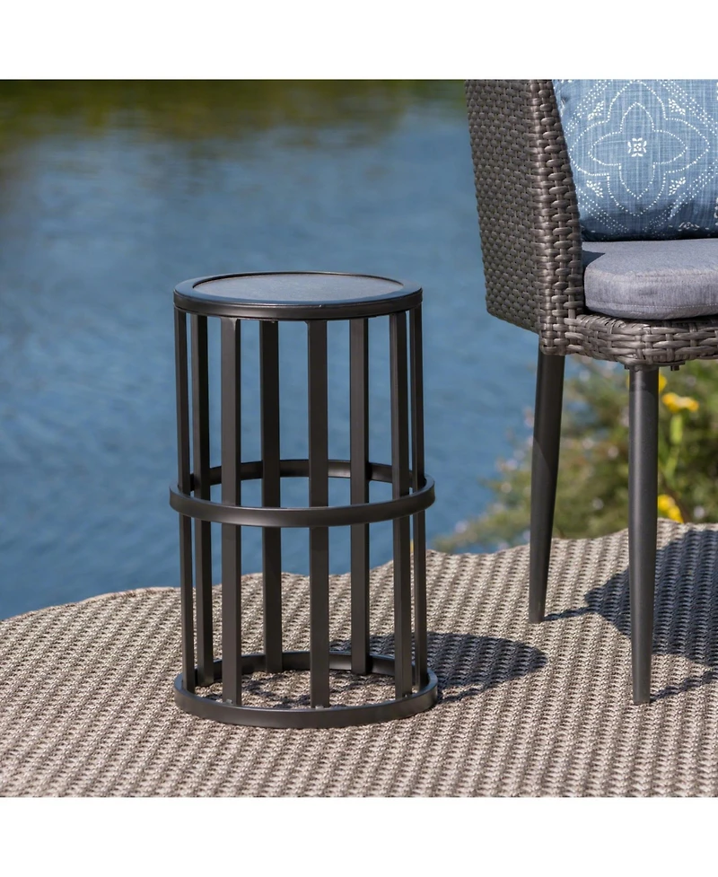 Streamdale Furniture Ceramic Tile Patio Side Table - Powder-Coated Iron Frame