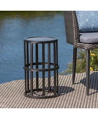 Streamdale Furniture Ceramic Tile Patio Side Table - Powder-Coated Iron Frame