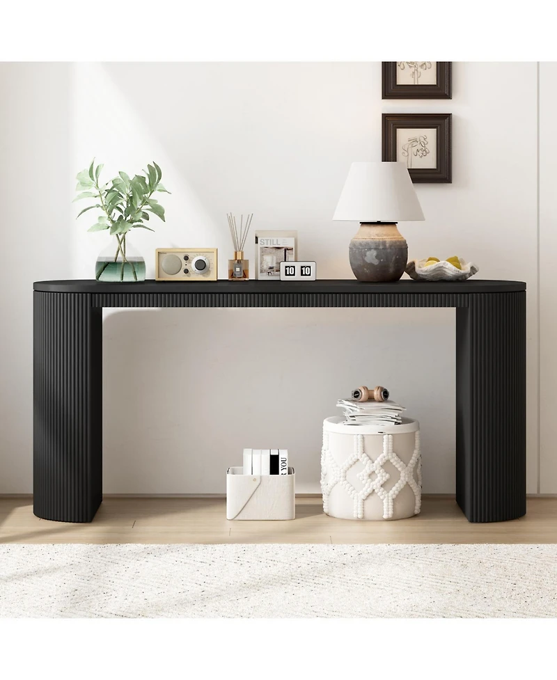 Streamdale Furniture Curved Design Console Table with Unique Vertical Stripe Design, Suitable for Living Room,Study and Entrance