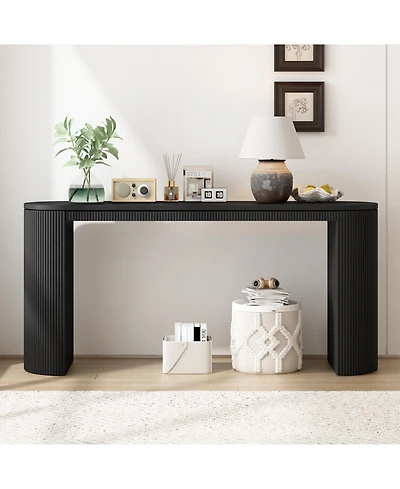 Streamdale Furniture Curved Design Console Table with Unique Vertical Stripe Design, Suitable for Living Room,Study and Entrance