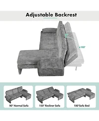 Streamdale Furniture 94" Convertible Futon Sofa Bed Chaise & Pillows