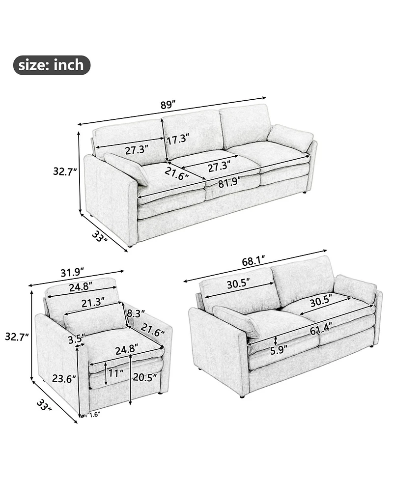 Streamdale Furniture Cozy Upholstered Cloud Sofa Set
