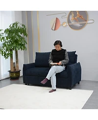 Streamdale Furniture 58" Navy Fabric Futon Sofa Bed - Adjustable Backrest