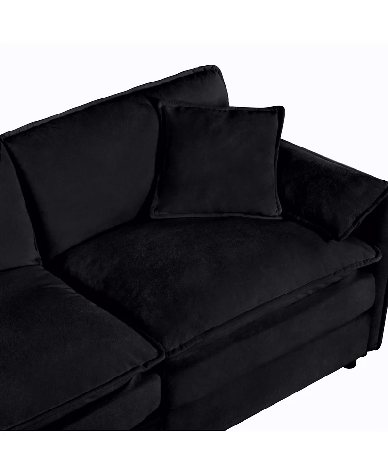Streamdale Furniture Black Chenille Modular Sectional Sofa with Ottomans