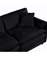 Streamdale Furniture Black Chenille Modular Sectional Sofa with Ottomans