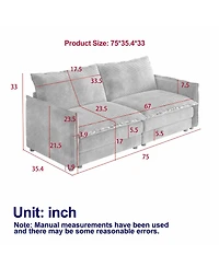 Streamdale Furniture Corduroy Loveseat Sofa with Pillows