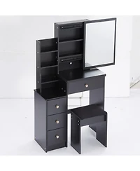 Streamdale Furniture Compact Vanity Set Sliding Mirror, Storage Drawer, Cushioned Stool, Epa/Gcc/Ul Certified