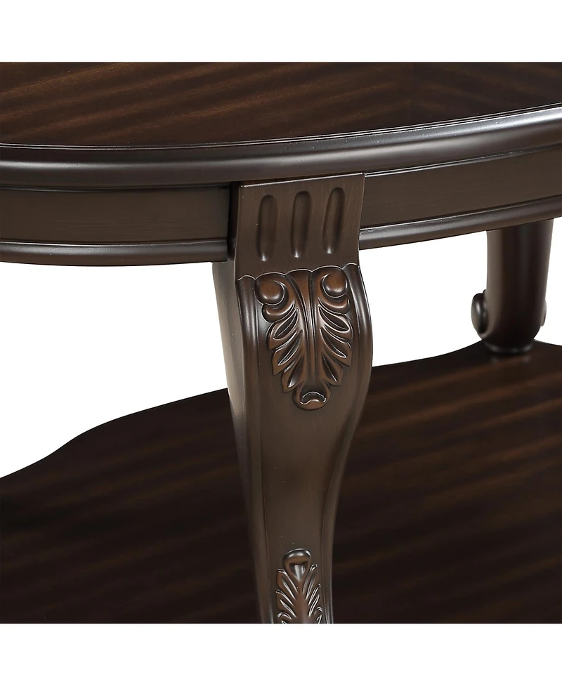 Streamdale Furniture 42" Espresso Oval Coffee Table with Open Storage and Easy Assembly