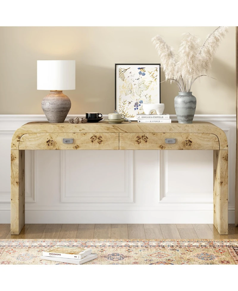 Streamdale Modern Entryway Table with Burl Wood Veneer,Suitable for Entryway, Hallway, Living Room, Foyer, Corridor