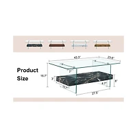 Streamdale Furniture Streamdale Modern Two-Tier Coffee Table Glass and Marble Pattern