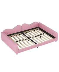 Streamdale Furniture Full Upholstered Daybed, Sherpa Fabric Sofabed with Cloud-Shaped Backrest, No Box-spring Needed