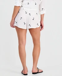 Miken Women's Dolphin Martini Embroidery Cover-Up Swim Shorts