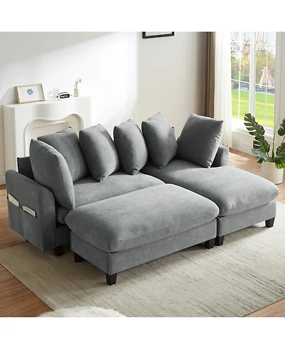 Streamdale Furniture 83" Sectional Sofa with Storage Ottoman & Pillows