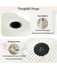 Streamdale Furniture Large Sectional Sofa Thick Cushions Cup Holders & Charging