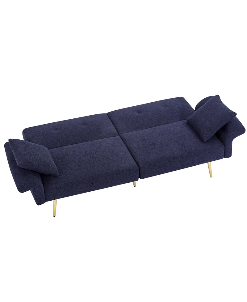 Streamdale Furniture Teddy Upholstered Loveseat Sleeper Sofa - Dark Blue