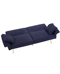 Streamdale Furniture Teddy Upholstered Loveseat Sleeper Sofa - Dark Blue