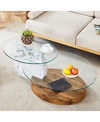 Streamdale Furniture Contemporary White Marble & Wood Coffee Table