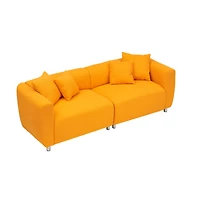 Streamdale Furniture 89" Yellow Sofa with Metal Legs & Pillows