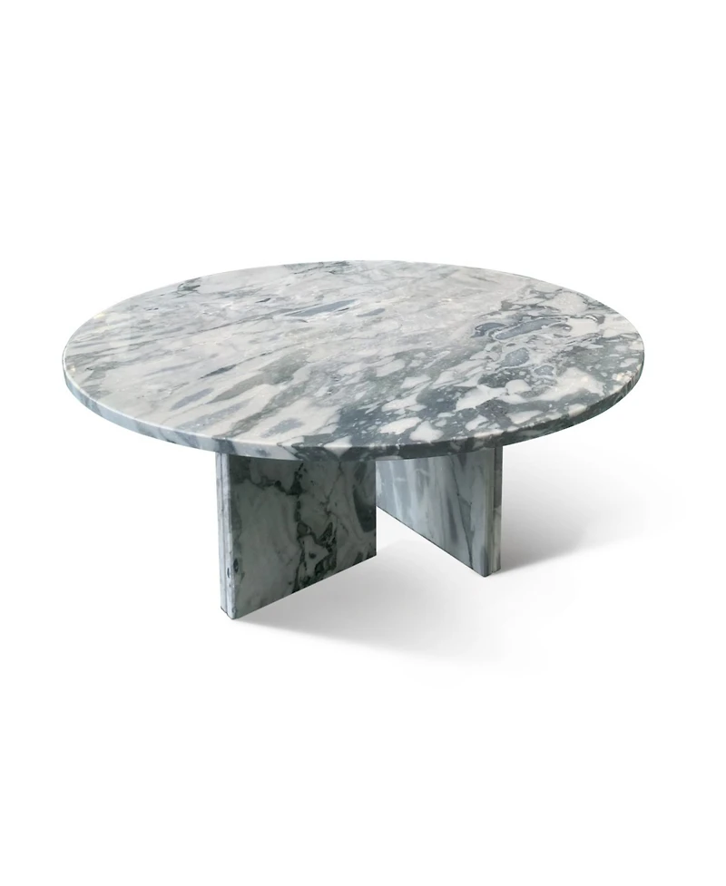 Streamdale Furniture Blue Gray Marble Coffee Table - 27.6 Inch