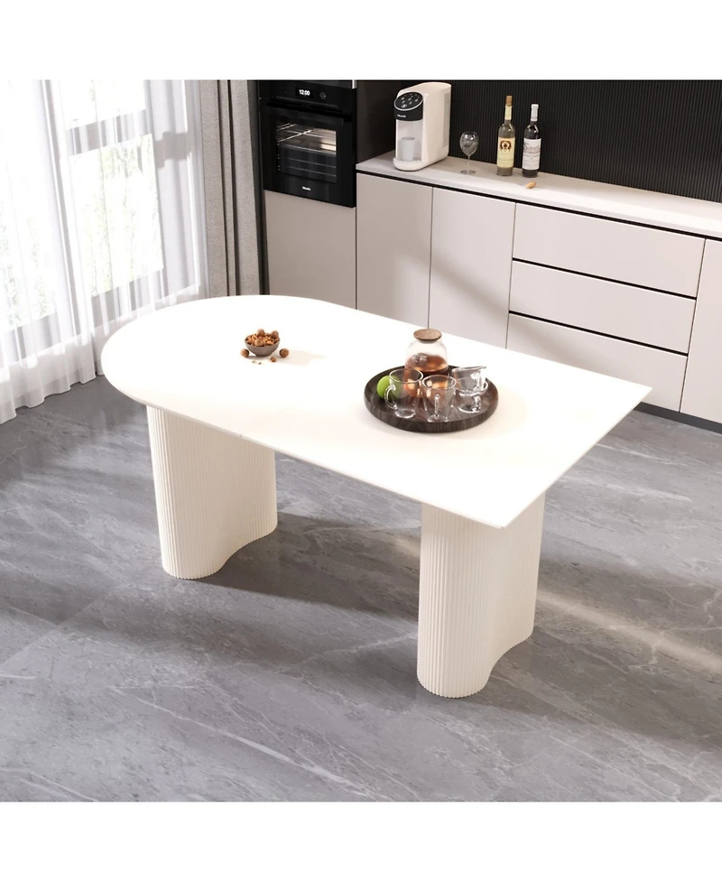Streamdale Furniture Cream Modern Dining Table & Irregular Side Table