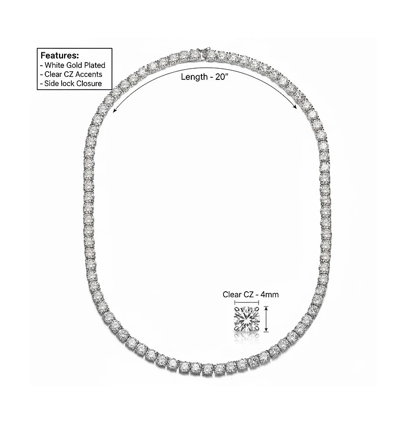 Rachel Glauber 4mm Tennis Necklace with Clear Cubic Zirconia for Women
