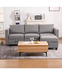 Streamdale Furniture Dark Grey Small Sectional Sofa with Ottoman