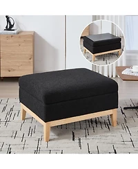 Streamdale Furniture 33.86" Square Storage Ottoman/Coffee Table - Black Boucle