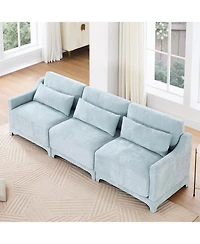 Streamdale Furniture Sky Blue Chenille 3-Seater Sofa