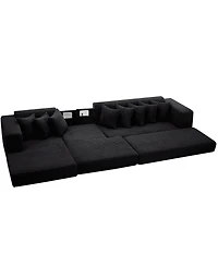 Streamdale Furniture Oversize Cloud Sectional Couch, L-Shape Sofa Bed, 8 Pillows, Corduroy, Black