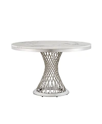 Streamdale Furniture 47" Round Marble Dining Table, High Gloss Faux Marble Top