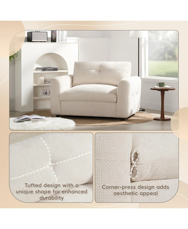 Streamdale Furniture Tufted Chenille Armchair with Charger & Wide Seat