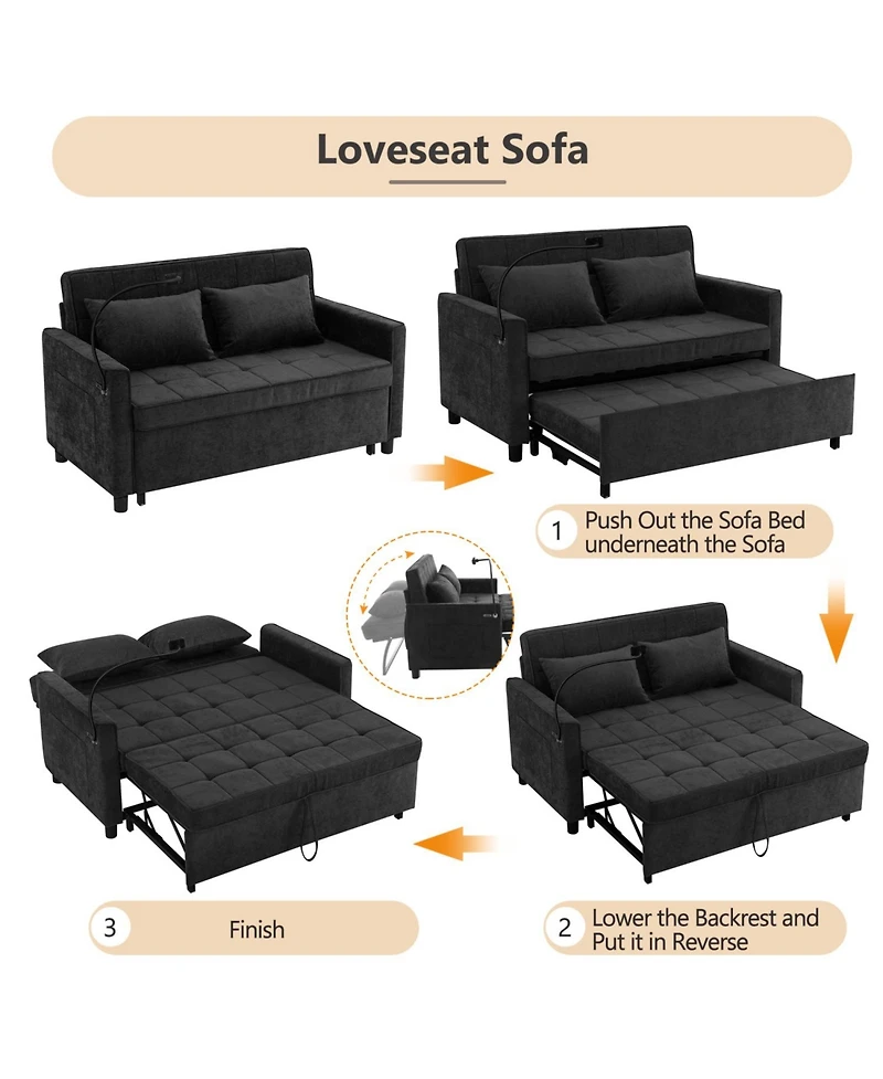 Streamdale Furniture Streamdale 56.9" Loveseat Sleeper Sofa w/ Usb Ports & Phone Holder