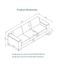 Streamdale Furniture Modern Blue Sofa Set with Cup Holder & Storage