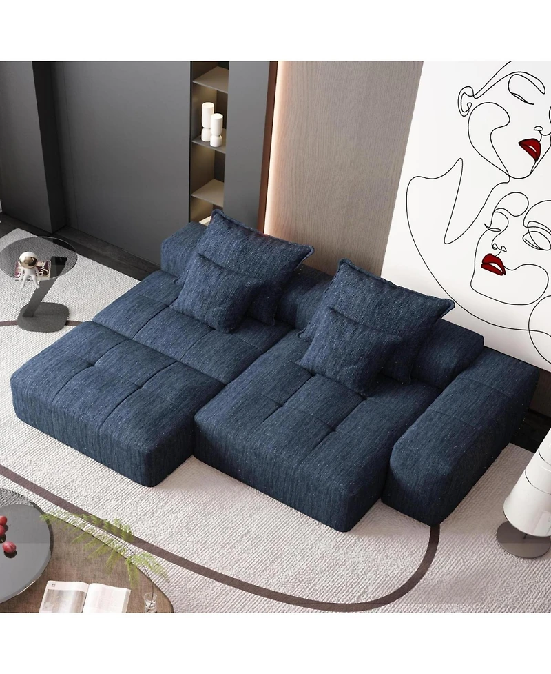 Streamdale Furniture Streamdale Modern Oversized Chenille Sectional Sofa with Ottoman & Pillows