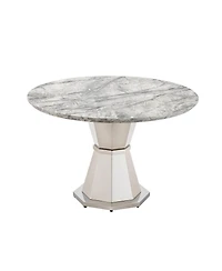 Streamdale Furniture 47" Round Faux Marble Dining Table, Stainless Steel Base