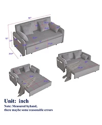Streamdale 66" Sleeper Sofa Bed - 3-in-1 Adjustable Pullout with Pillows