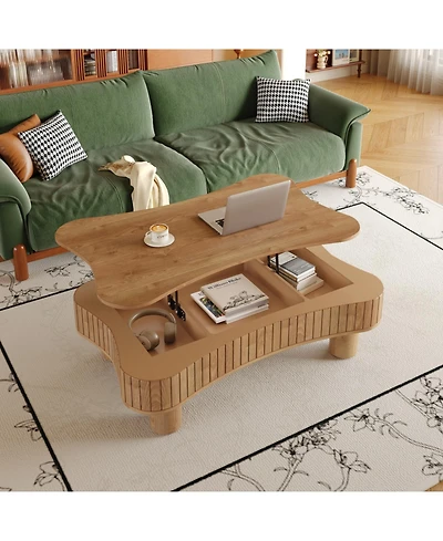 Streamdale Furniture Streamdale Lift Top Coffee Table - Fluted Panel, Hidden Storage