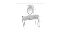 Streamdale Luxury Vanity Desk with Mirror & 3 Drawers - Silver
