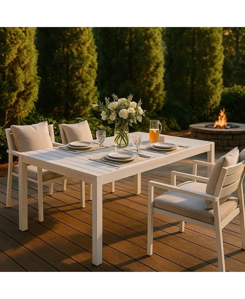 Streamdale Furniture 55" White Modern Table - Indoor/Outdoor Dining, Patio, Garden