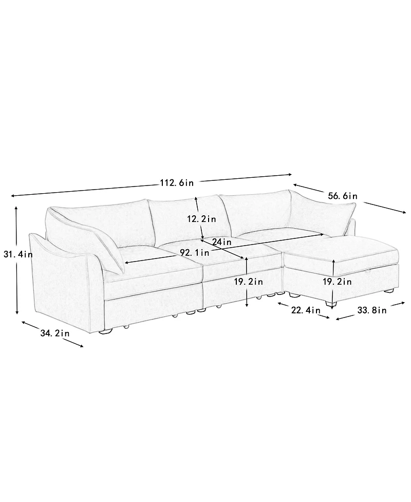Streamdale Furniture L-Shaped Sectional Sofa with Ottoman
