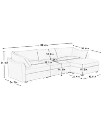 Streamdale Furniture L-Shaped Sectional Sofa with Ottoman