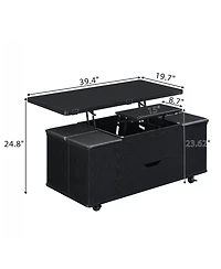 Streamdale Furniture + 5-Piece Wood Lift-Top with Storage & Casters Coffee Table Set