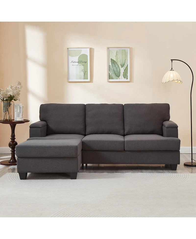 Streamdale Furniture 86" L-Shaped Sectional Sofa with Ottoman & Armrest Organizer
